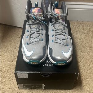 Nike Gray and Blue Kids Sneakers